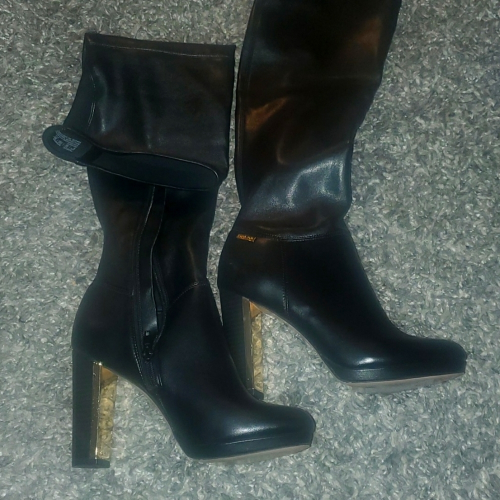 Black thigh high boots